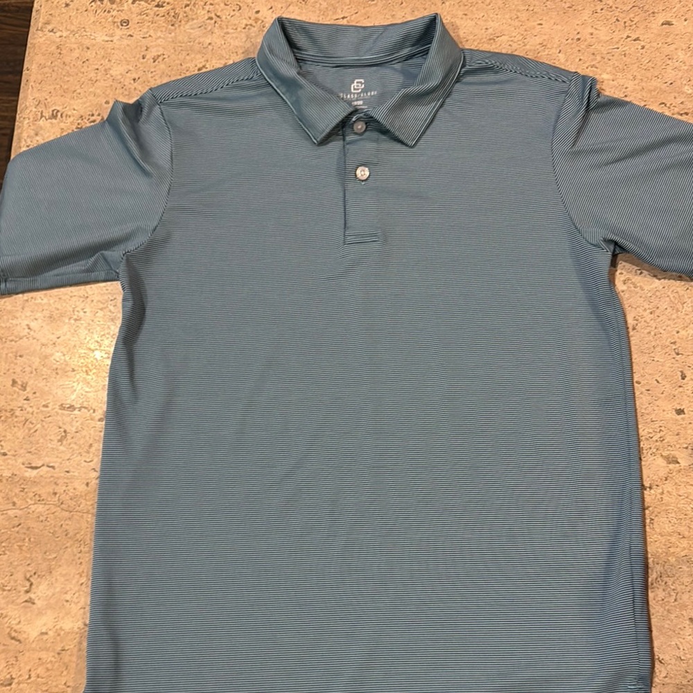 Class Club Blue Striped Polo Shirt Performance Fabric